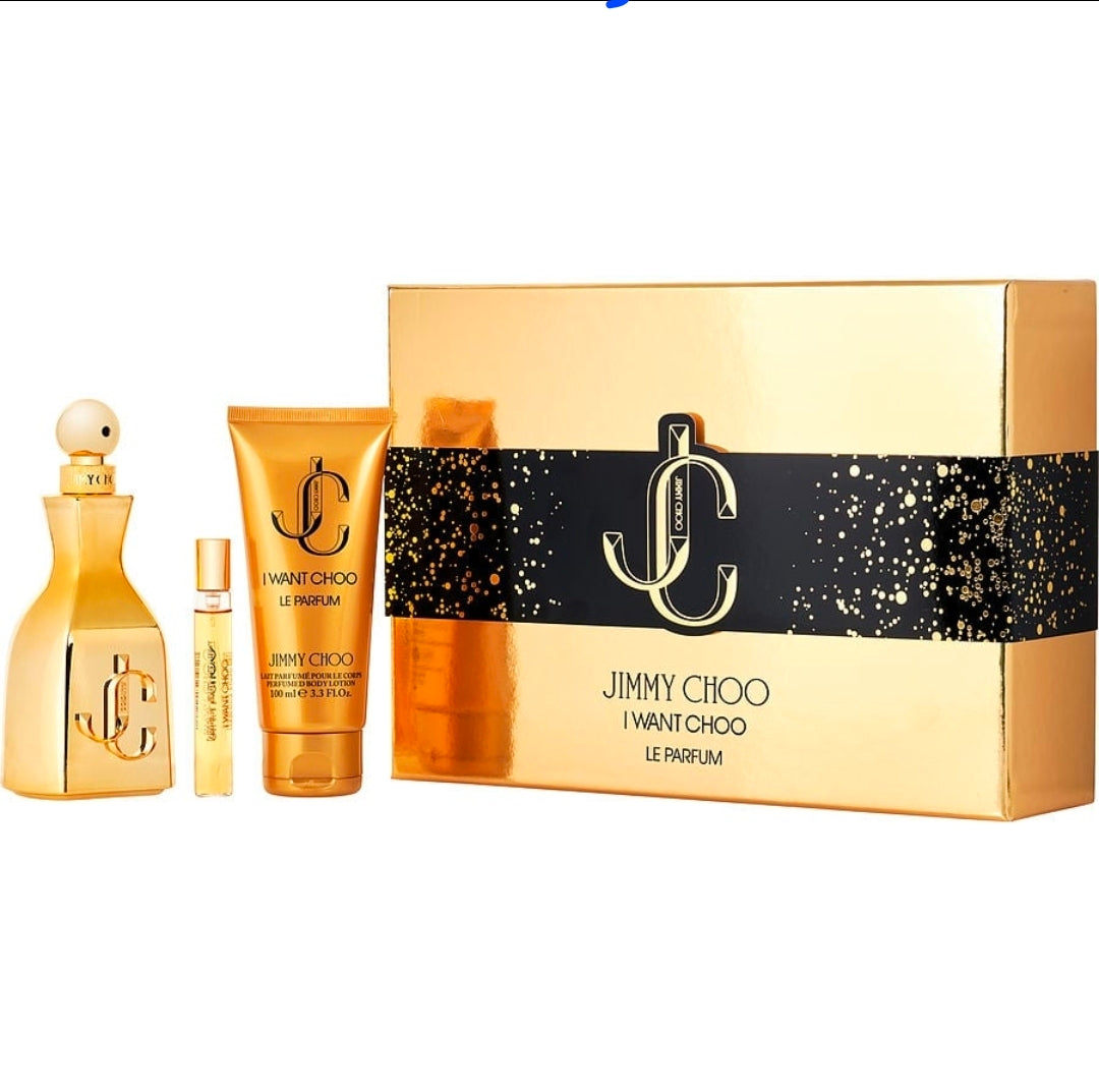 Jimmy Choo I Want Choo Le Parfum Gift Set – 3.3 oz + Body Lotion + Mini